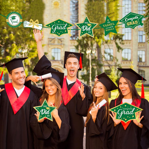 Green and Gold Graduation Decorations Set of 24 Class of 2025 Table Decor Congrats Grad Party Centerpiece Sticks Table Toppers Graduation Party Su...
