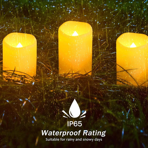 Solar flameless Candles Outdoor Waterproof,Dusk to Dawn Outdoor Lighting, Flickering fameless Reusable LED Light Candles for Lantern Garden Campin...