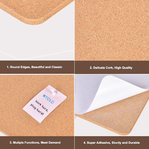 4 Pack Small Bulletin Strip Cork Strip Cork Board Tiles Bulletin Bar Strips for Walls, Adhesive Pin Board for Classroom Memo Office Home Kitchen S...
