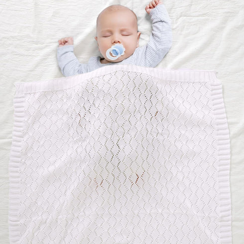 mimixiong Toddler Blankets Knitted Cellular Baby Blankets for Boys and Girls Size 40 x30 Inch White...