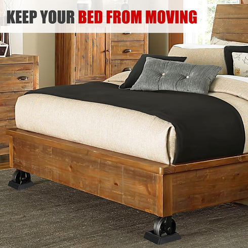 Bed Stoppers to Prevent Sliding - 4 Pack Furniture Wheel Stopper for Hardwood Floor - Rubber Furniture Cups Bed Frame Stopper Caster Cups fit All ...