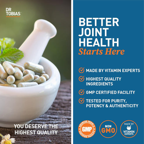 Dr. Tobias Joint Support Supplement with Glucosamine Chondroitin MSM, Supports Joint Health, Function & Flexibility, Extra Strength Joint Suppleme...