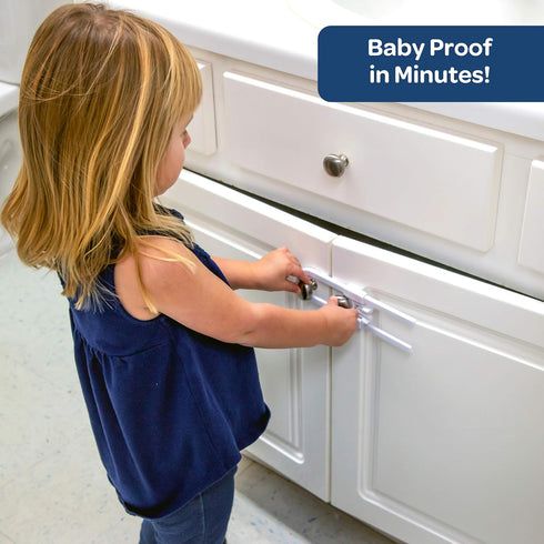 6-Pack Sliding Cabinet Locks - Reusable U-Shaped Child Cabinet Locks for Baby Proofing Cabinets, Drawers, Cupboards & More - No Tools, No Drilling...