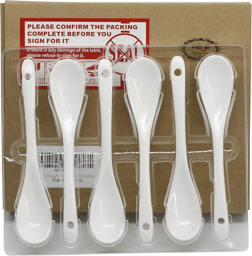 5 inch long White Porcelain Egg Spoons for Dessert Coffee Tea,Set of 6...