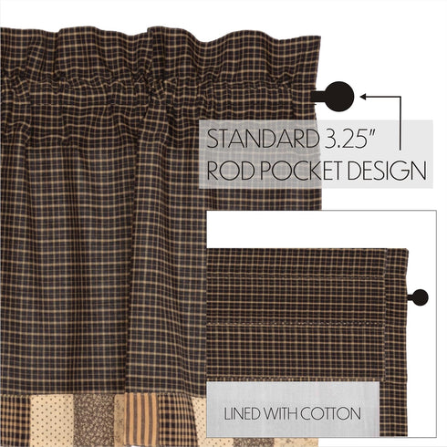 VHC Brands Kettle Grove Window Curtain, Valance Block Border, Black, 16x72...