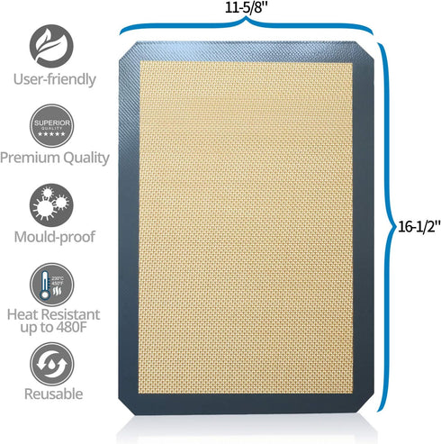 Betus Silicone Baking Mat - Professional Kitchen Food Bakeware (11-5/8" X 16-1/2") - Non-Stick Pastry Sheet Mat for Freezer, Oven, Microwave(2 Pac...