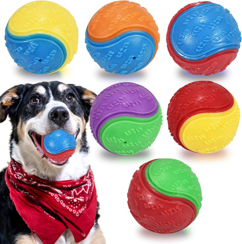 6Pcs Squeaky Dog Balls, Dog Toys Balls for Training, Tough Ball Toys for Dogs, Fit with Dog Ball Launcher, High Bouncy Dog Ball for Interactive Pl...