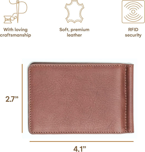 DONBOLSO Slim Bifold Wallet with Money Clip - Genuine Leather - Minimalist Front Pocket Wallets for Men - Men's Thin Billfold - Mens Slim Credit C...