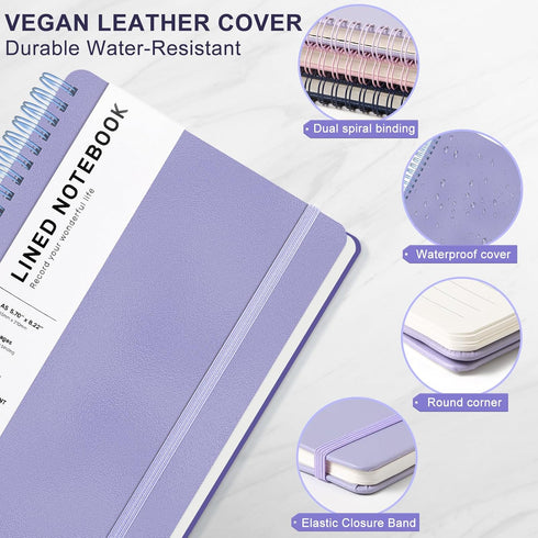 ABERLLS Purple Lined Spiral Journal Notebook with 160 Pages, 8×5.7in, A5 Spiral Notebook, Journaling Notebooks for Work, School, Women, Men, Colle...