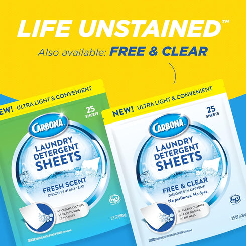 Carbona Laundry Detergent Sheets - Fresh Scent (1 Pack - 25 Sheets)...