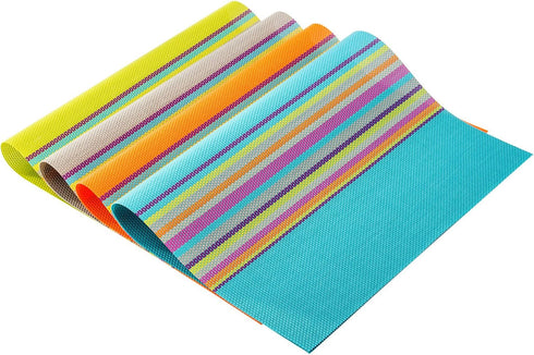 SHACOS Placemats Set of 4 Colorful Woven Vinyl Place Mats for Dining Table Reversible PVC Heat Resistant Table Mats (4, Multicolor)...
