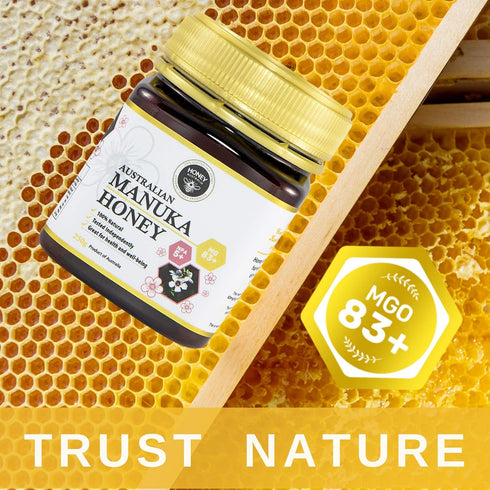 Honey Australia Manuka Honey MGO 83+ | 8.8 oz | Raw, Organic, Pure Honey for Cooking, Baking, Marinades & Wellness | Natural Sweetener & Daily Hea...