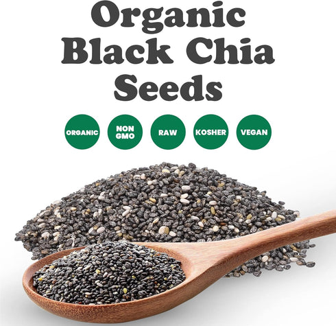 Food to Live - Organic Black Chia Seeds, 8 Ounces Non-GMO, Whole, Sproutable, Vegan, Kosher, Keto, Sirtfood, Bulk. Rich in Essential Fatty Acids, ...