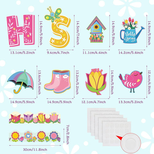 67 Pcs Spring Bulletin Board Decorations Set,Flower Paper Cutouts Classroom Decor with Glue Points Seasonal Class Decor for Office School Kinderga...