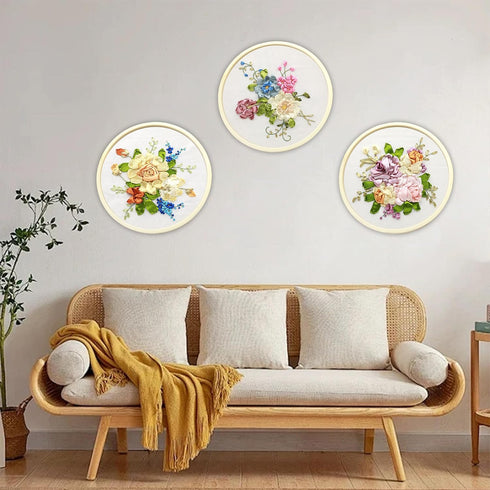 Maydear 3 Pack Embroidery Starter Kit with Pattern, Stamped Cross Stitch Kits for Beginners Adults with Embroidery Hoop and Instructions, Hand Emb...