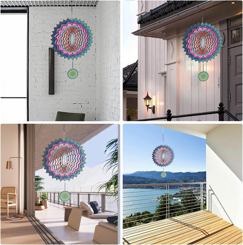 Mandala Wind Spinners Hanging 12 inch 3D Metal Garden Wind Sculptures & Spinner Indoor Outdoor Garden Decoration Crafts ornament Wind Spinner for ...