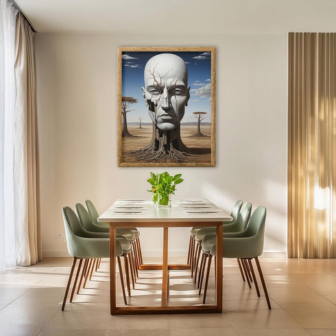 Posterizer 1 pcs-Apocalyptic Landscape-Tree Evolves into Human-like Face-Abstract & Modern Art-Fantasy & Fiction Art-Gift for Art Lovers- UNFRAMED...