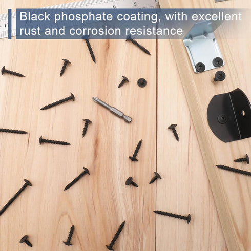 80pcs #8 × 1-1/2” Modified Truss Head Wood Screws, Phillips Drive, Black Wood Screws, Screws with Screwdriver Bit...