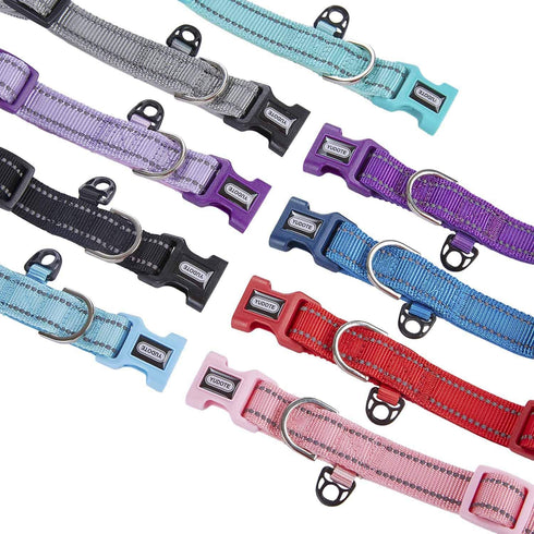 Reflective Nylon Dog Collar with Breathable Neoprene Padding,Adjustable for Small Dogs.(9.8"-15",Teal)...