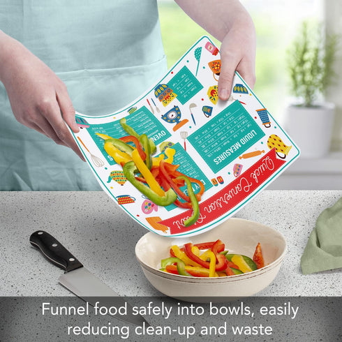 Cut N' Funnel Quick Conversion Measurement Chart on Flexible Cutting Board Mat Made in the USA of BPA Free Food Grade Plastic...