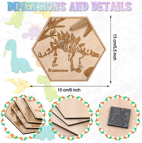Maitys 4 Pcs Dinosaur Room Wall Decor for Boys 5.1'' x 5.9'' Wooden Dino Wall Art for Kids Baby Nursery Playroom Bedroom Classroom Decorations...