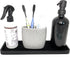 Happitasa Silicone Kitchen Sink Organizer Tray, Sponge Holder and Countertop Protector | Bathroom and Kitchen Soap Dish and Dispenser Tray (Black,...