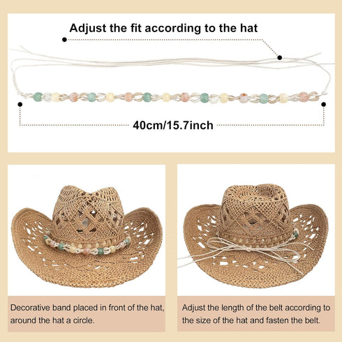 Hat Band for Womens Cowboy Hat, Hand Made Replaceable Fedora Hat Belt for Men Panama Hat...