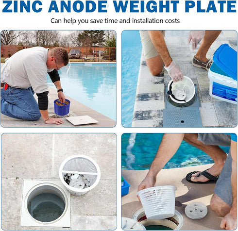 Zinc Anode Weight Plate with 2 Plastic Ties, Anti Corrosion and Electrolysis - Sacrificial Anodes Protects the Other Metal Components in Salt Syst...