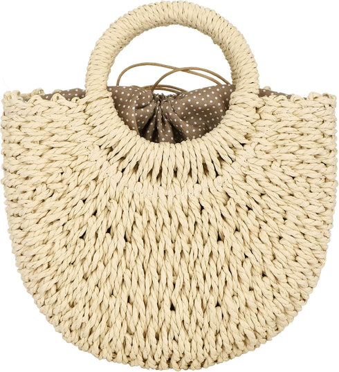 Rattan Handmade Straw Tote Handbag Beach Shoulder Bag Summer Beach Rattan Bag Straw Bag...
