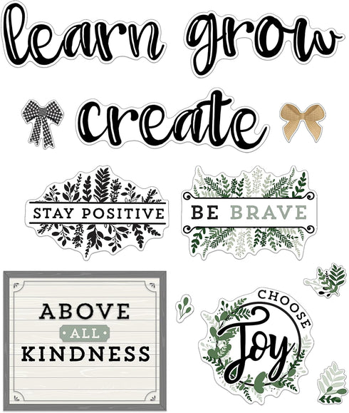 Carson Dellosa 34-Piece Modern Farmhouse Classroom Bulletin Board Set, Farmhouse Heart and Greenery Bulletin Board Cutouts with Inspirational Quot...