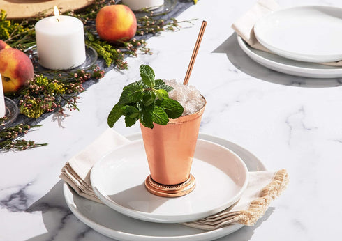 Sol Living Mint Julep Cups Set of 4, 12 oz Stainless Steel Lining Copper Cups Handcrafted Kentucky Derby Cups Barware Set for Cocktails Mixed Drin...