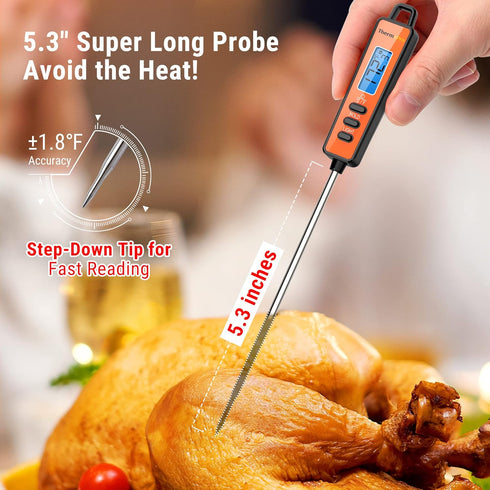 ThermoPro TP01A Digital Meat Thermometer for Cooking Candle Liquid Deep Frying Oil Candy, Kitchen Food Instant Read Thermometer with Super Long Pr...