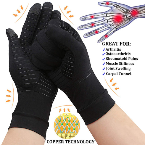 2 Pairs Pack Copper Arthritis Gloves, Compression Gloves for Women Men Relieve Pain from Rheumatoid Arthritis, Carpal Tunnel, Swelling, Everyday H...