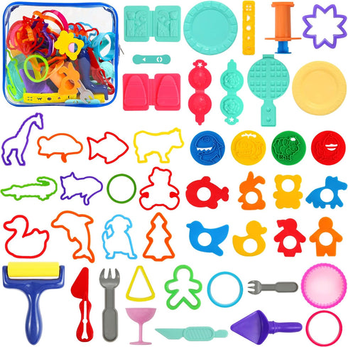 FRIMOONY Dough Tools Set for Kids, Various Animal Molds, Rolling Pins, Random Color, 47 PCS...