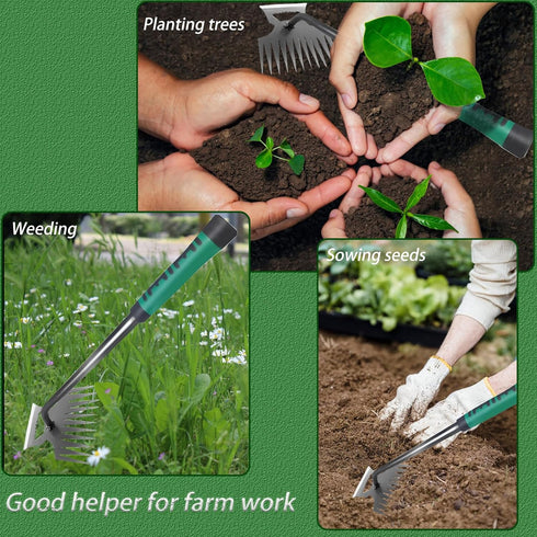 Gardening Hand Weeder Tools, 11-Tooth Manual Weeder, Uprooting Tool with Rubber Handle, Manual Multifunctional Weeders Gardening Tools for Gardens...