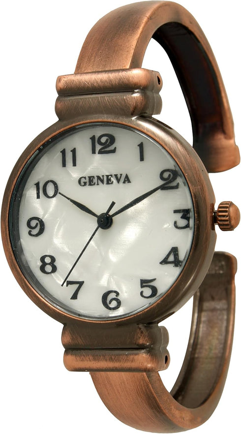 Geneva Metal Bangle Watch Classic Easy Read (Copper)...