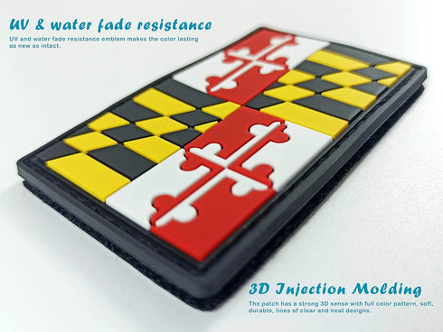 JBCD Maryland Flag Patch Tactical PVC Rubber Hook and Loop Fastener Patch, 2 Pack...