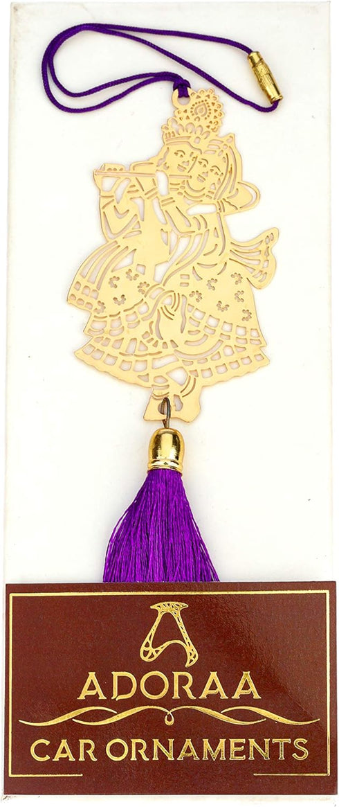 ADORAA's Handcrafted Shri Radha Krishna Rear View Mirror Car Hanging Ornament/Car Pendant/Amulet for car, Perfect Car Charm/Accessories...