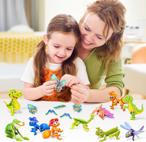 3D Cartoon Puzzles,100 Pcs 3D Puzzles for Kids,Educational 3D Cartoon Puzzle,3D Puzzles for Kids Ages 4-10,Educational Montessori Toys,Kids Birthd...