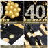 Happy 40th Anniversary Banner Backdrop Decorations, Large Wedding Background Sign Decor, Black Gold 40 Year Photography Photo Props Party Supplies...
