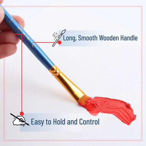 Mr. Pen- Artist Paint Brushes for Acrylic Painting, 10 pcs, Ergonomic Wooden Handle, Synthetic Bristles in Different Sizes & Shapes, Watercolor Br...