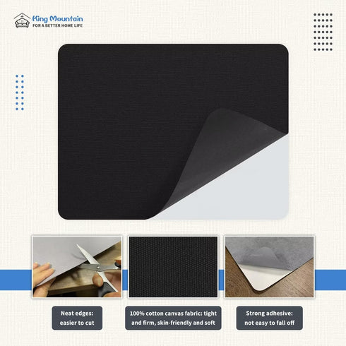 KING MOUNTAIN Canvas Repair Patch 9 x11 Inch 2 Pcs Self-Adhesive Waterproof Fabric Patch for Sofas, Tents, Furniture,Tote Bags, Car Seats (Black)...