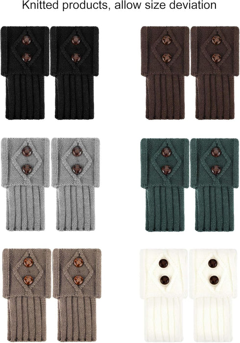SATINIOR 6 Pairs Women Winter Boot Cuffs Socks Cable Knitted Cuffs Socks Short Knitted Leg Warmers Button Boot Toppers...