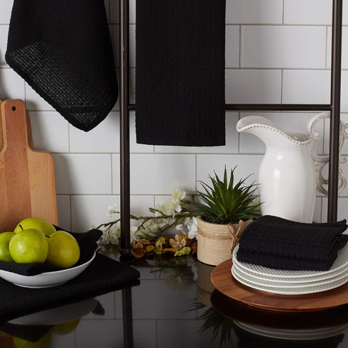 DII Recycled Cotton Kitchen Collection Dishtowel Set, 18x26, Black, 6 Piece...