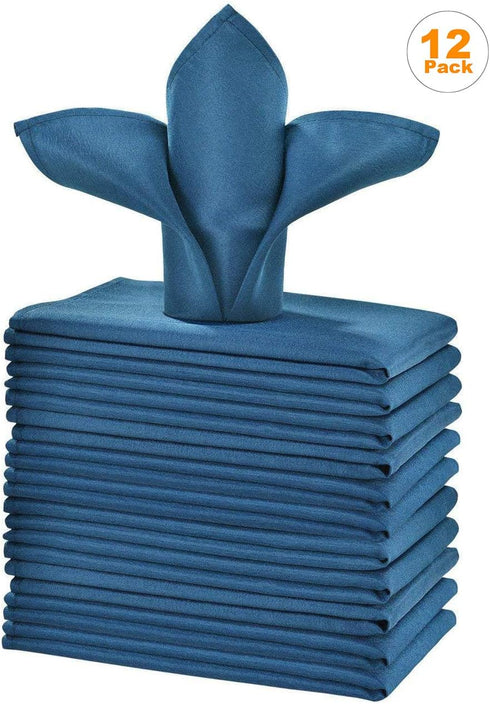 Navy Blue Cloth Napkins 1-Dozen, Solid Washable Fabric Napkins Set of 12, Perfect for Weddings, Parties, Holiday Dinner (17 x 17-Inch, Navy Blue)...
