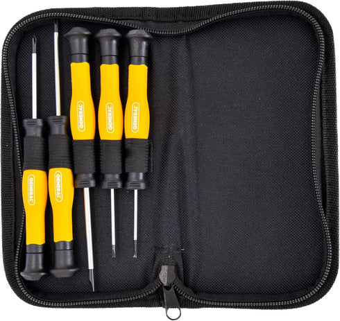 General Tools ESD5 5 Piece Precision Screwdriver Set with Insulated Handles for Use on Electrical Components - Black and Yellow...