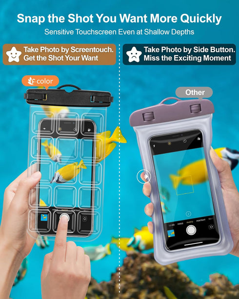 F-color Waterproof Phone Pouch - IPX8 Waterproof Phone Case - Underwater Photography Screen Touchable with Bubble Grids, Cell Phone Waterproof Pou...