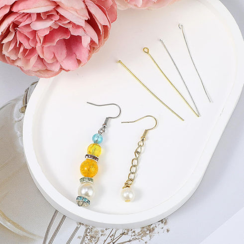 Eye Pins for Jewelry Making, 600 Pieces Jewelry Making Supplies for Adults Straight Pins Stainless Steel Eye Pins Flat Head Pins Kit Jewelry Findi...