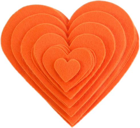 Playfully Ever After 1 to 6 inch Multi-Size Pack 24pc Felt Hearts (Orange)...