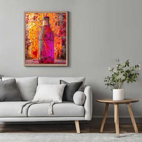 Posterizer 1 pcs-soda bottle and color splashes-vibrant food and drinks poster -3-Kitchen & Bar Art Gift for Men Women Entrepreneur Teens- unfram...